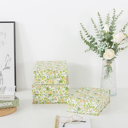 Soul & Lane Decorative Cardboard Storage Boxes, Set of 3 Floral Pattern Keepsake Boxes with Magnetic Closure, Nesting Memory Storage for Organizing and Home Décor, Garden Rose