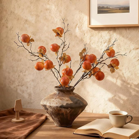 Wabi Sabi Style Ceramic Vase Brown Ceramic Rustic Vase for Wabi Sabi Style Decor Table Centerpiece, Home and Living Room Decoration, Shelf Decor, Mantel, Dinner Table Office Decorations