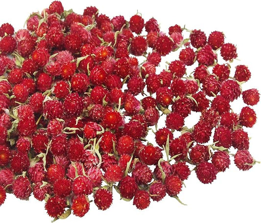 220 Pcs Dried Flowers Heads for Crafts Red Globe Amaranth Natural Dried Gomphrena Globosa Flower Bulk Dry Flower Arrangements for Wedding Decor Home Party Headband DIY