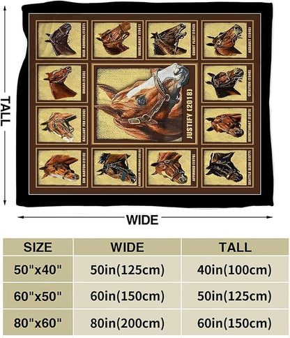 Racing Horse Blanket Throw for Girls Boys Men Women Kids Adults - Soft Warm Cozy Fleece for Couch Sofa Bed - Horse Gifts and Decor - 80"x60"