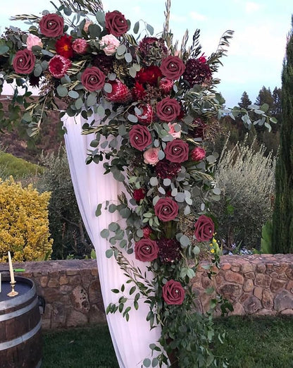 Burgundy Roses with Crystal 50PCS Artificial Rose Flowers with Stems 2.95" Burgundy Flowers Artificial Foam Roses for Bridal Shower Wedding Bouquets Centerpiece Home Table Decor