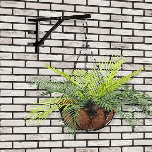 PASYOU Artificial Palm Tree, Plastic Plants Greenery Fake Tropical Shrubs Faux Big Leaves for Home Indoor Outdoor Garden DIY Basket Planter Filler Wedding Party Decoration UV Resistant - 2 Pack