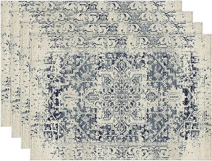 Placemats Set of 4 Vintage Boho Ethnic Carpet Place Mats Washable Table Dinner Mats Linen Table Mats for Kitchen Dining Party Home Kitchen Decor 12x18 Inch