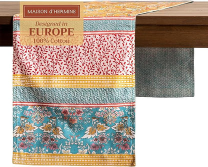 Maison d' Hermine Table Runner 100% Cotton Double Layer Table Runners 72 inches Long Decorative for Home Kitchen Dining Party Baby Shower Wedding Bridal Shower Spring Summer (Marquise, 14.50" x 72")