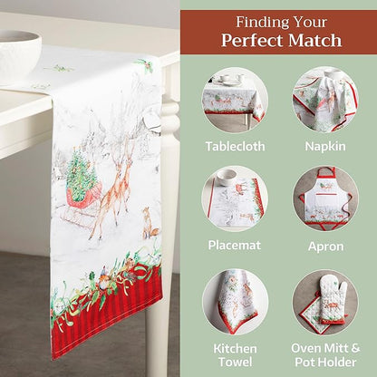 Maison d' Hermine Table Runner 100% Cotton Double Layer Table Runners 108 inches Long for Thanksgiving Christmas Decorations Home Kitchen Dining Party Wedding (Christmas Tradition, 14.5" x 108")
