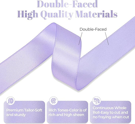 Lavender Satin Ribbon, Double Faced 7/8 Inch X 50 Yards Lavender Ribbon, Premium Satin Ribbon for Gift Wrapping, Crafts, Hair Bow Making, Sewing, Flower Bouquet, Wedding Party Decor