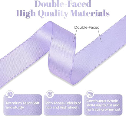 Lavender Satin Ribbon, Double Faced 7/8 Inch X 25 Yards Lavender Ribbon, Premium Satin Ribbons for Gift Wrapping, Crafts, Hair Bow Making, Sewing, Flower Bouquet, Wedding Party Decor
