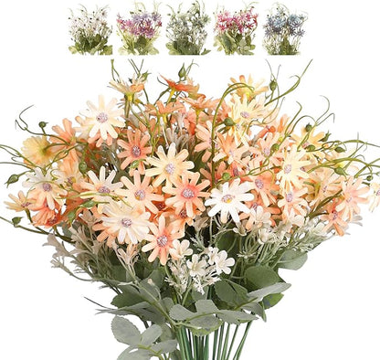Artificial Flowers Wildflowers Silk Daisy Spring Fake Daisies Decoration Summer UV Resistant Colorful Mixed Bundles Faux Greenery Outdoor Plant Stem Filler for Home Decor Indoor Floral Arrangements