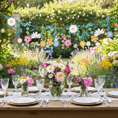 Wildflower Garland Flower Banner for Wildflower Party Decorations Floral Daisy Banner for Spring Party Supplies Baby Shower Decor Birthday Tea Party Decorations Wedding Decor