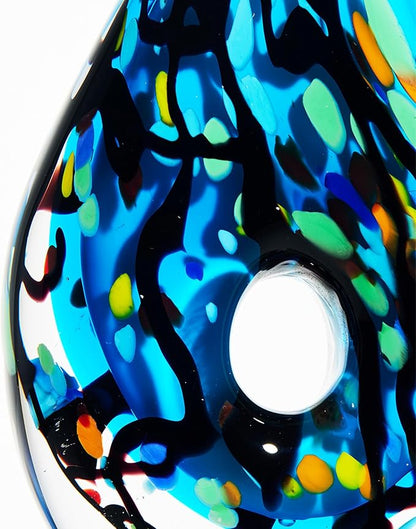 Luxury Lane Hand Blown Abstract Hollow Blue Tear Drop Sommerso Art Glass Sculpture for Home Decor 11.5 inch Tall Centerpiece Table Decoration