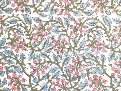 ATOSII Kalina 100% Cotton Rectangle Tablecloth, Handblock Print Floral Table Cloth for Kitchen Dining Linen I Weddings Outdoors Easter Spring Summer I 72 X 140 Inches I 12 Seater