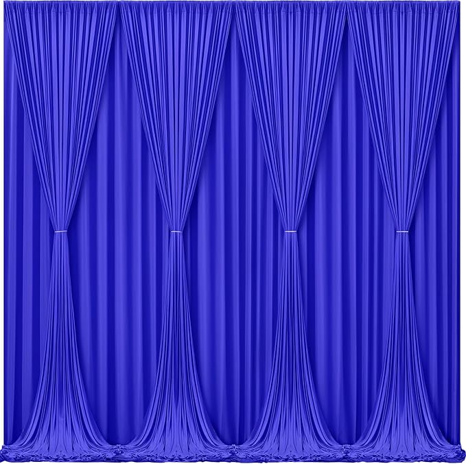 Royal Blue Backdrop Curtains 8 Panels - Wrinkle-Free Polyester Photography Drapes for Baby Shower & Birthday Party - 32 X 10FT