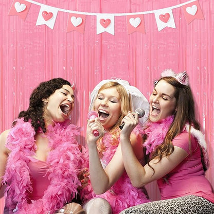 10 Pack Pastel Pink Streamers Party Decorations Party Backdrop Foil Fringe Tinsel Curtain Halloween Baby Shower Valentines Wedding Birthday Decorations for Women