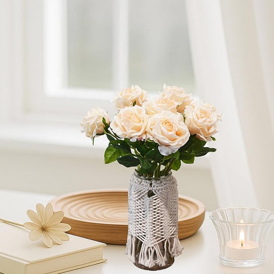 6 Pcs Silk Real Touch Latex Roses, Artificial Single Stem Big Bloom Faux Roses for Home Party Office Wedding Indoor Decor, Floral Arrangements, Table Centerpieces