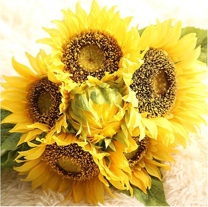 Bringsine Sunflowers Artificial Flowers Bouquet for Home Decoration Wedding Decor Silk Bride Holding Floral Decors