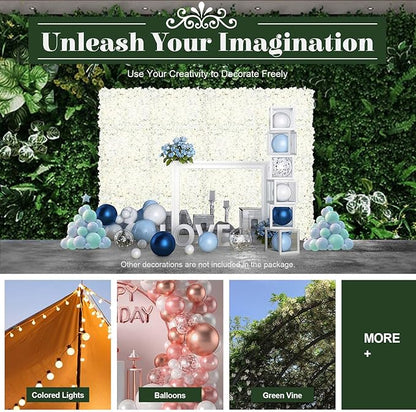 10 PCS Flower Wall Panel Artificial Flowers Wall Decoration 24" x 16" Decorative Hydrangea Flower Panels Wall for Home Party Wedding Christmas Festival Photo Backgdrop Decor (10 PCS, White)
