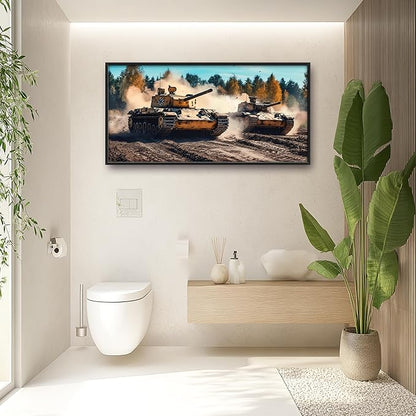 Military Tanks Large Wall Art Framed Wall Decor for Living Room, Tank Pictures Oversized Canvas Print Painting Modern Extra Large Framed Artwork for Bedroom Office Home Decor 60"x30"