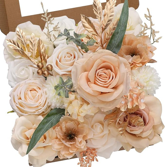 Serwalin Artificial Flowers Boho Champagne Flowers Fake Wedding Flowers Cake Flowers for DIY Wedding Bouquets Bridal Shower Centerpieces Floral Arrangements Party Decor