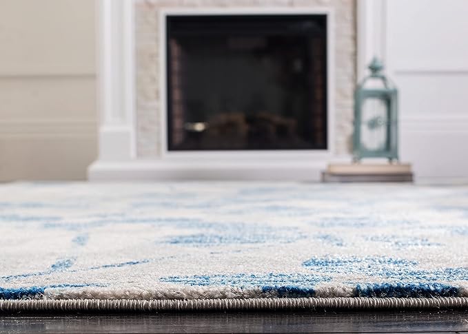 SAFAVIEH Evoke Collection 2'2" x 9' Grey/Light Blue EVK236J Floral Non-Shedding Living Room Entryway Foyer Hallway Bedroom Runner Rug