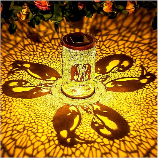 Christmas Gifts for Women Penguin Solar Lanterns Outdoor Waterproof Hanging Solar Lights Penguin Gifts for Women Men Metal Decorative LED Lanterns for Garden Decor,Yard,Patio,Lawn,Tabletop,Pathway