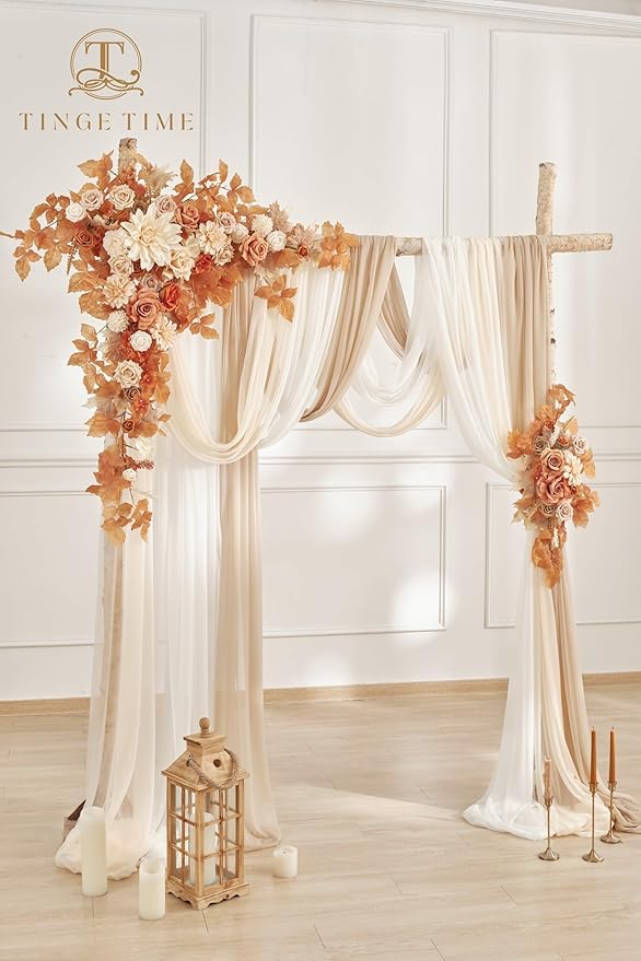 TINGE TIME Artificial Arch Flowers Kit Pack of 5, Wedding Decorations for Reception with Hanging Flowers, Wedding Arch Silk Floral Arrangements Ceremony Backdrop Bridal Shower Outdoor Party Decor