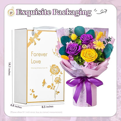 Flowers for Delivery Prime Forever Flowers Preserved Roses Bouquets Purple Flower Birthday Gifts for Women Valentine's Day Mothers Day Graduation