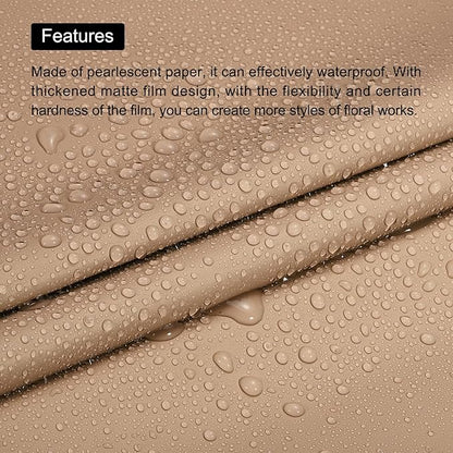 MECCANIXITY 20 Pcs Flower Wrapping Paper 22.8x22.8 Inch Waterproof Florists Wrapping Paper for Florist Bouquet Supplies, DIY Crafts, Gift/Gift Box Packaging Brown