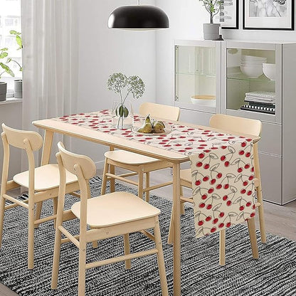 Red Cherry Table Runner,Spring Summer Fruit Tropical Birthday Party Decorations Dining Room Home Kitchen Table Decor 13 x 36Inches