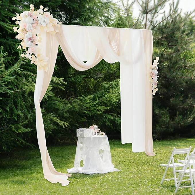 Artificial Wedding Arch Flowers Kit (Pack of 5),2pcs Artificial Hanging Flower Arch Decor,for Wedding Ceremony Arbor Reception Backdrop Rose Floral Party Outdoor Decoration White Champagne