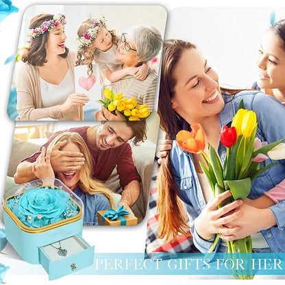 Beferr Preserved Rose with Necklace for Mom Birthday Gifts Eternal Roses Fresh Flowers for Delivery Prime Christmas Day Gifts for Her Mother Grandma Wife Sister Daughter Girl Friends