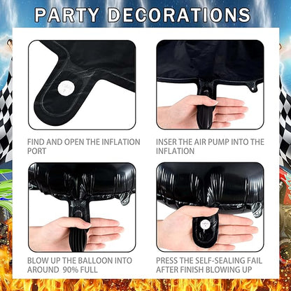 Monster Truck Birthday Party Decorations Men,Happy Birthday Banner,Balloon Arch Kit,Foil Balloons,Cake toppers