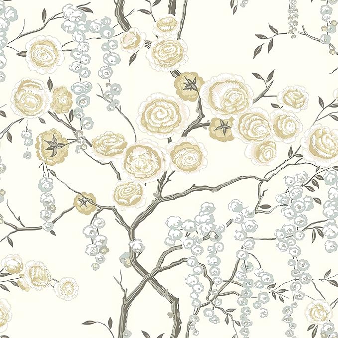 Orainege Peel and Stick Wallpaper Vintage Floral Contact Paper 17.7in ×196.8in Beige Floral Wallpaper Peel and Stick Removable Wall Paper for Bathroom Waterproof