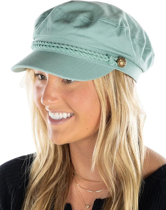 Funky Junque Newsboy Hat for Women – Trendy Greek Fisherman Cap, Classic Women's Baker Boy Newsies Hat, Ladies Fashion Caps