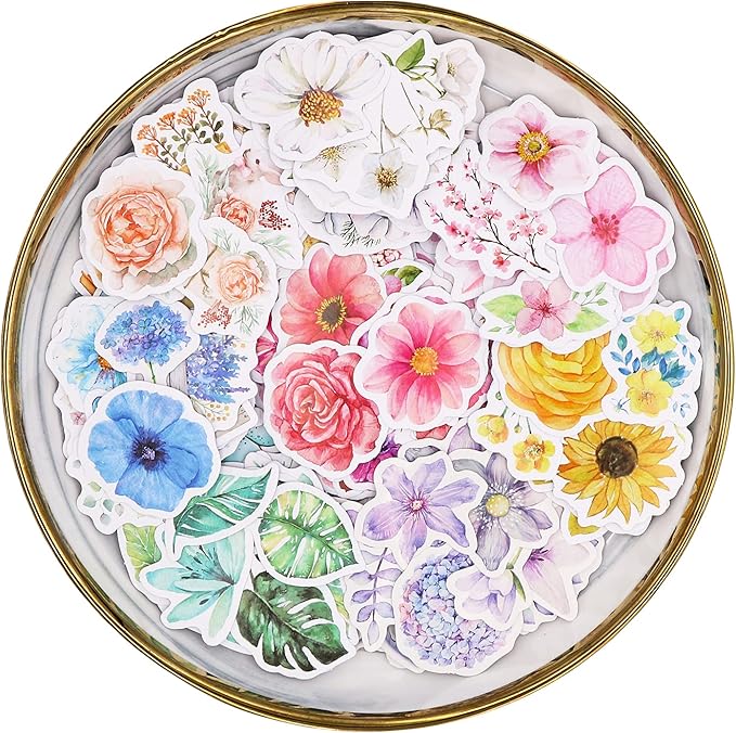 Knaid Flower Stickers Set (360 Pieces) Decorative Assorted Floral Sticker for Scrapbooking Planner Bullet Journals Supplies