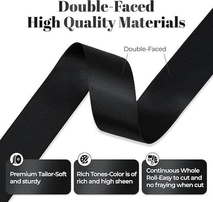 Black Satin Ribbon, Double Faced 7/8 Inch X 25 Yards Black Ribbon, Premium Satin Ribbon for Gift Wrapping, Crafts, Hair Bow Making, Sewing, Flower Bouquet, Wedding Party Decor