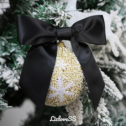 Black Satin Ribbon Twist Tie Bows 5 Inch Pre-Tied Black Gift Bows for Crafts, Treat Bags, Party Favors, Wedding, Baby Shower, Candy Apple, Christmas (36 Pack)