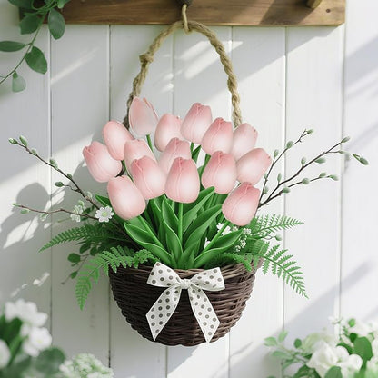 20 Pcs Tulips Artificial Flowers 13" Pink Faux Flowers Real Touch PU Fake Tulips Bouquet for Floral Arrangement Home Kitchen Table Wedding Decorations