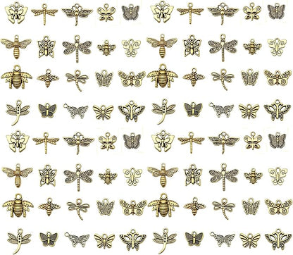 WOCRAFT 60pcs Antique Gold Butterfly Bracelet Charms for Jewelry Making Sets DIY Necklace Bracelet Keychain Crafting Charms Kit Craft Supplies (SN846)