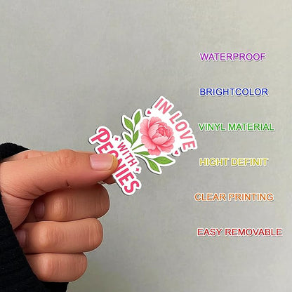 105 PCS Peony Lavender Gerbera Daisy Flower Stickers Pack Vinyl Waterproof Botanical Bloom Quote Decal for Hard Hat Bumper Car Water Bottle Scrapbook Laptop Phone Wall Gift