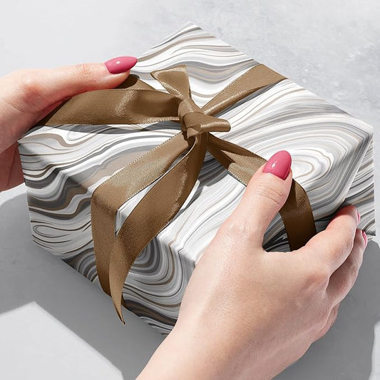 Jillson Roberts Bulk Gift Wrap, Everyday Gift Wrapping Supplies, Marbelized Silver, 1/4 Ream 208 feet x 30 inches