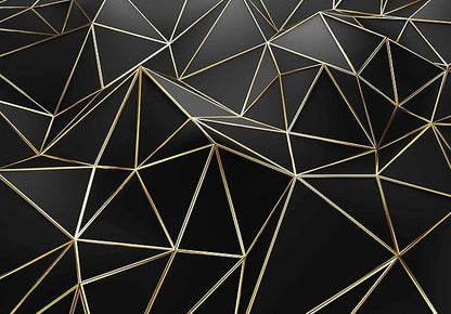 Black and Gold Wallpaper 3D Abstract Geometric Wall Mural for Bedroom Living Room TV Background Wall（Not Peel and Stick）
