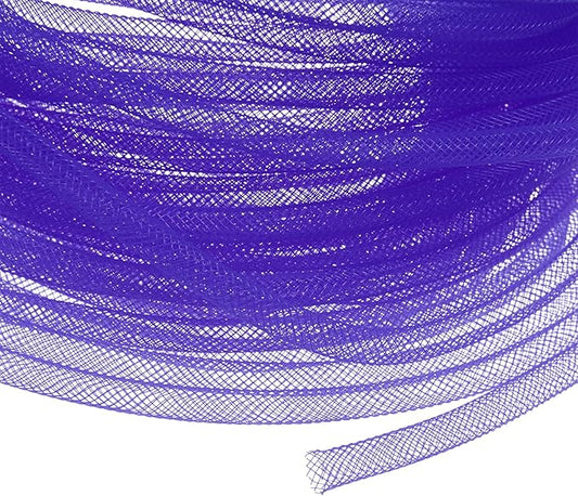 Mesh Tube Ribbon 25 Yards, 6mm Elastic Fabric Ribbons Mesh Tubing for Crafts/Gift Wrapping/Flower Bouquets/Wedding/Birthday/Holiday/Wreaths Christmas/Decoration[Dark Purple]
