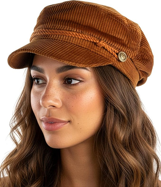 Funky Junque Newsboy Hat for Women – Trendy Greek Fisherman Cap, Classic Women's Baker Boy Newsies Hat, Ladies Fashion Caps