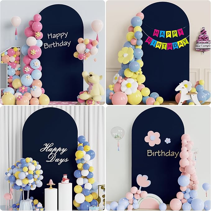 Wokceer 7.2FT Wedding Arch Cover Spandex Fitted Wedding Arch Stand Covers Round Top Navy Blue Chiara Arch Cover for Birthday Party Ceremony Banquet Decoration