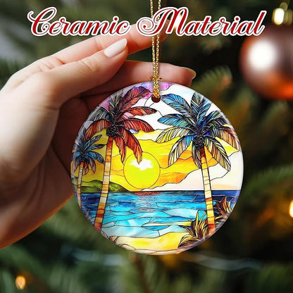 Christmas Ornaments: Christmas Tree Decorations, Beach Sunset Holiday Decor, Stocking Stuffers, Gift Ideas, Xmas Gift, Summer Vibes Gifts & Gifts for Beach Lover