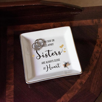 HOME SMILE Ceramic Ring Dish Jewelry Tray for Mom Sister Friends