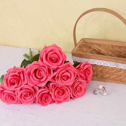 15pcs Fake Roses Artificial Silk Flowers Faux Rose Flower Long Stems Bouquet for Arrangement Wedding Centerpiece Party Home Kitchen Decor