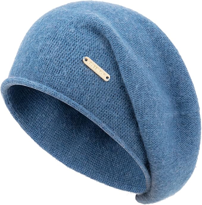 QUEENFUR Knit Slouchy Beanie Hats for Women Cashmere Ski Cap Knitted Wool Soft Warm Winter Hat