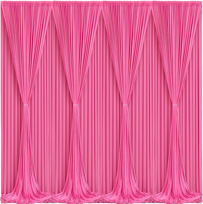 Hot Pink Backdrop Curtain 8 Panels-Wrinkle-Free Polyester Photography Drapes for Wedding Party Photo Background Decorations- 32 X10FT (Hot Pink)