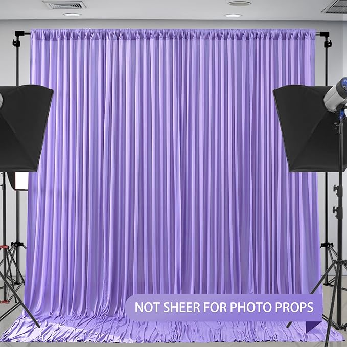 Lavender Backdrop Curtains 4 Panels - Wrinkle-Free Polyester Photography Drapes for Baby Shower & Party Background Backdrop Stand - 16 X10FT